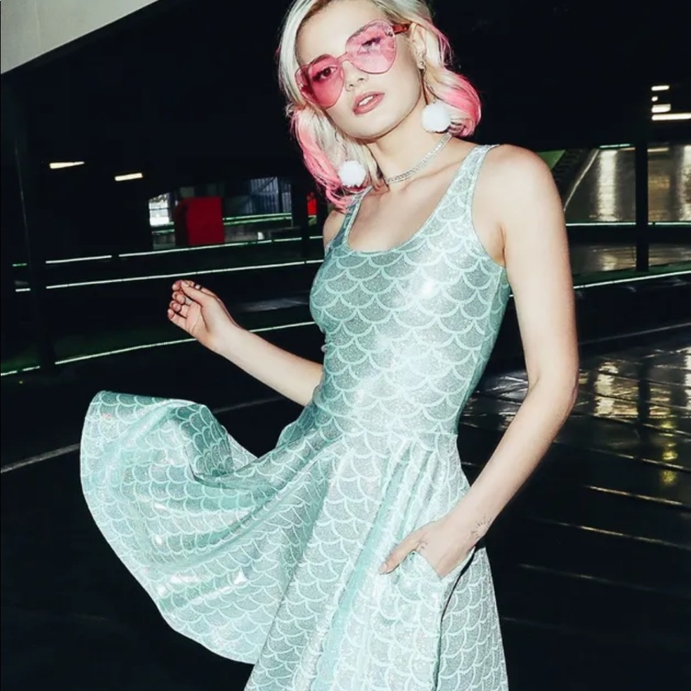 BlackMilk Holographic Mint Mermaid Dress